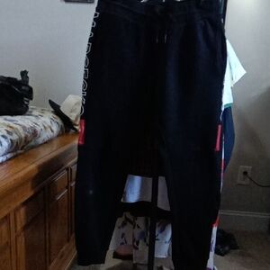 Black Joggers with Red Accents